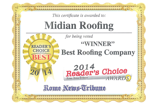 Best Roofing Company 2014